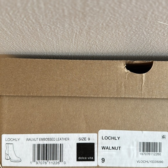 NWB Dolce Vita Lochly Croc Embossed Leather Platform Booties Brown Size 9 - Picture 5 of 5